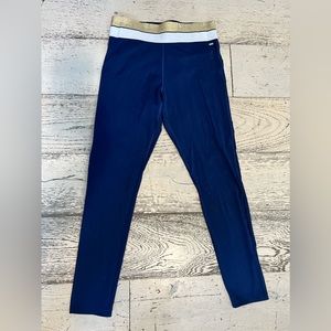 Victoria Secret Pink Active Leggings Dark Blue Gold White